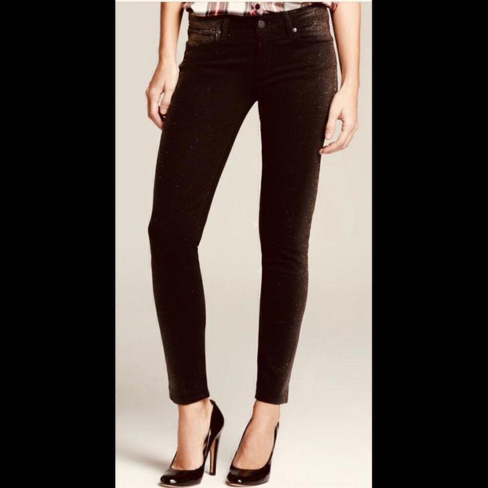 NWT PAIGE 26 VERDUGO Mid Rise ULTRA SKINNY ANKLE Gold Glitter Stretch JEANS